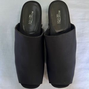 Rosetta Getty Wood Clog Slide - Black Stretch Knit
